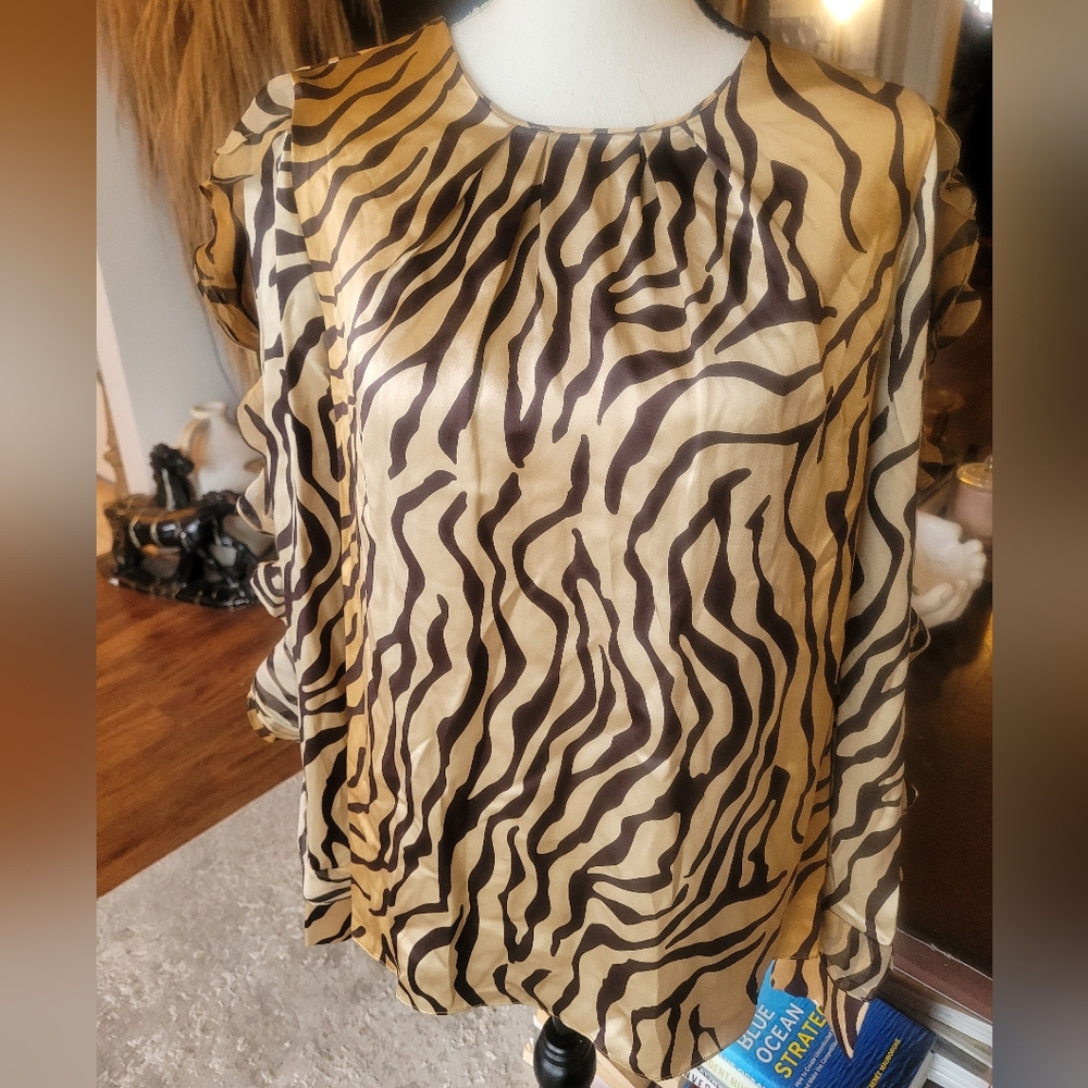 Thomas Wylde Gold and Black Zebra Print Blouse NWT